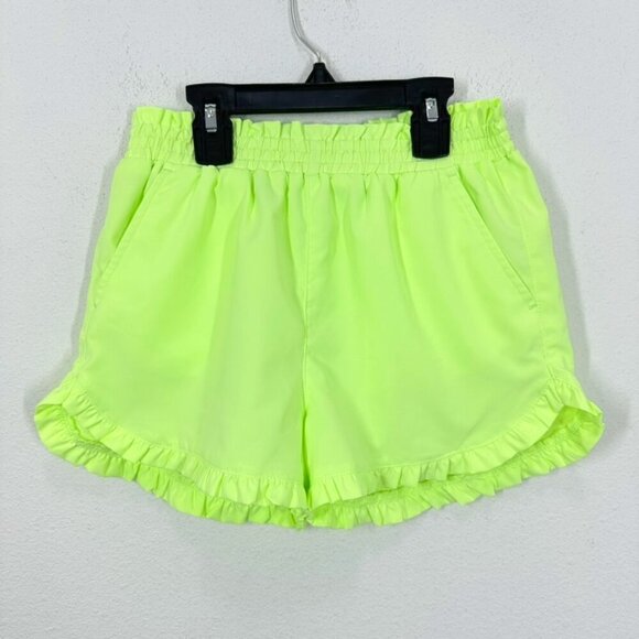 Crewcuts J. Crew Kids Girls Size 10 Neon Vibrant Lime Green Ruffle Pull On Short - Picture 1 of 6